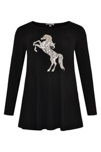 Tunic flare paillet horse - black - #4