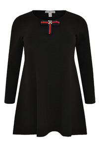 Tunic wide bot bow INTERLOCK - black - #4