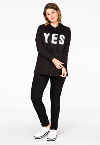 Sweater hooded YES - black - #1