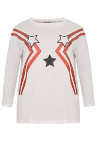 Shirt wide long sleeve STARS - white - #4
