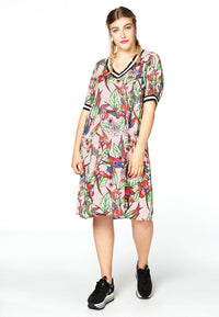Dress v-neck FLORA - pink - #1