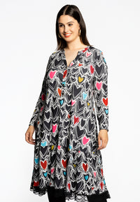 Dress grandad collar HEARTS - black - #2