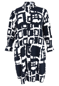 Tuniek met gesmokte details ABSTRACTTunic smock sleeve ABSTRACT - blue - #4