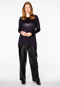 Trousers wide leather - black - #1