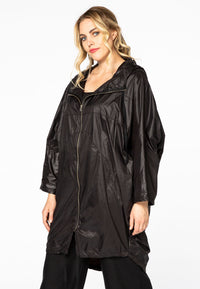 Coat wide hooded - black - #2