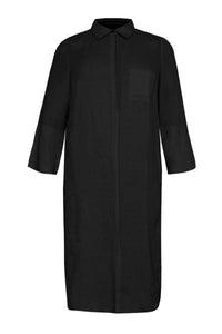 Blouse long slits LINEN - black - #2