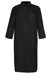 Blouse long slits LINEN - black - #1