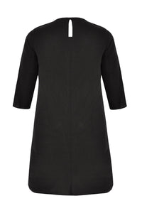 Dress A-line pockets linen - black - #3