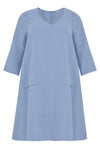 Dress A-line pockets linen - indigo - #2