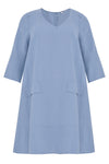 Dress A-line pockets linen - indigo - #4
