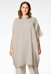 Blouse square LINEN - brown - #1