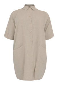 Blouse square LINEN - brown - #4