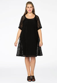 Dress viscose stripe - black - #1