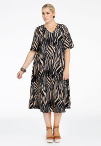 Dress A-line TIGER - brown - #1