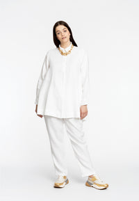 Blouse zipper LINEN - white - #1