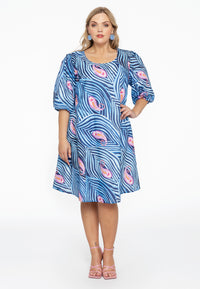 Dress A-line puff sleeve PAISLEY - blue - #2