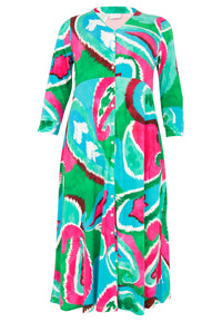Buttoned dress V-neck BATIK - green - #4