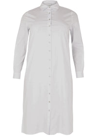 Dress blouse long buttoned POPLIN STRETCH - white - #4