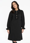 Jurk met volants pinstripe - Zwart