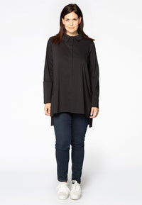 Blouse buttoned side slits - black - #1