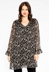 Tunic wide bottom ruffles MEDINA - black - #1