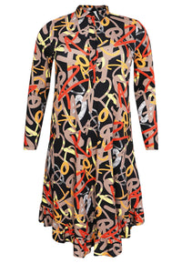 Polodress with frill GRAPHIC - black - #4