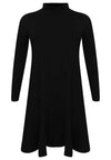 Dress with turtle neck COTTON - black - #4