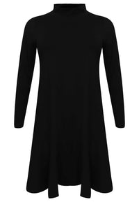 Dress with turtle neck COTTON - black - #4