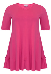 Tunic wide bottom frill COTTON - pink - #4