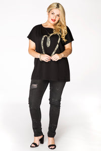 Shirt hart met slangenprintShirt snake heart - black - #1