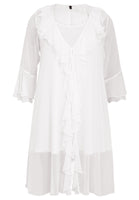 Cardi-blouse frilled VOILE - white - #4