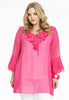 Tunic frilled v-neck VOILE - pink