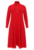 Pullover-dress zipped collar RIB - red  - #2