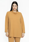 Trui met turtle neck diagonal - lichtbruin