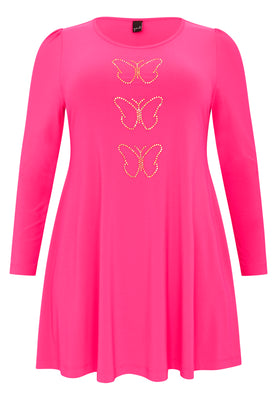 Tunic wide bottom RHINESTONES - pink - #4