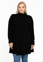 Tunic wide bottom puff sleeve DIAGONAL - black  - #1