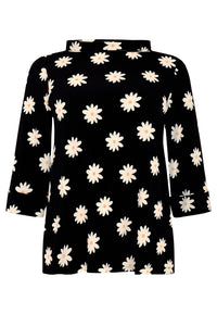 Shirt A-line Turtle neck DAISY - black - #4