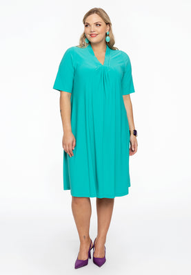 Dress short sleeve pleats DOLCE - turquoise - #2