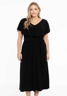 Dress Frilled V-neck DOLCE - black  - #1