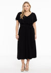 Jurk met ruches v-hals dolce - Zwart