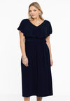 Jurk met ruches v-hals dolce - blauw