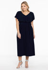 Jurk met ruches v-hals dolce - blauw