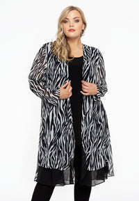 Cardigan long double front ZEBRA - black - #1