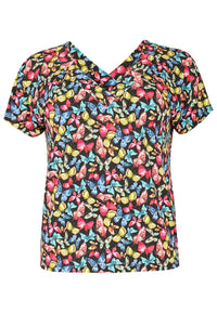 Shirt double V-neck BUTTERFLY - black - #4