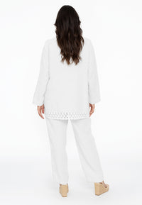 Blouse wide crochet LINEN - white - #3