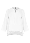 Blouse wide crochet LINEN - white - #4