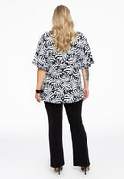 Tunic flare frilled sleeves SEA LEAVES - black - #3