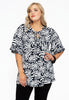 Tunic flare frilled sleeves SEA LEAVES - black 