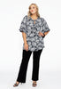 Tunic flare frilled sleeves SEA LEAVES - black  - #2