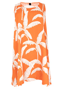 Dress A-line PALM TREE - orange - #4